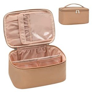 Stylish Portable Makeup Bag with Divider - Black