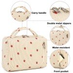 Strawberry Corduroy Cosmetic Bag for Travel