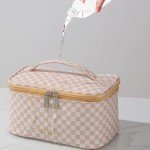 Colorful Checkered Travel Makeup Bag - Small & Waterproof