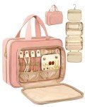Stylish Pink Travel Toiletry Bag with Jewelry Compartment