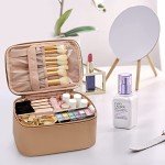 Stylish Portable Makeup Bag with Divider - Black