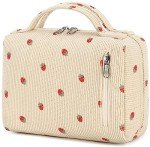 Strawberry Corduroy Cosmetic Bag for Travel