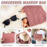 Large Pink Corduroy Makeup Bag for Travel