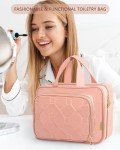 Stylish Pink Travel Toiletry Bag with Jewelry Compartment