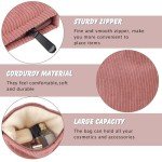 Large Pink Corduroy Makeup Bag for Travel