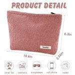 Large Pink Corduroy Makeup Bag for Travel