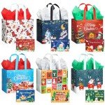 6-Pack Christmas Gift Bags with Tissue & Cards