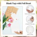 100 Pcs Rose Gold Heart Gift Tags with String
