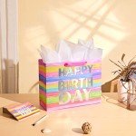 Colorful 13" Birthday Gift Bag with Card