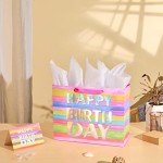 Colorful 13" Birthday Gift Bag with Card
