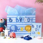 Baby Boy Gift Bag with Tissue and Card