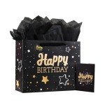 Black Birthday Gift Bag with Card & Tissue