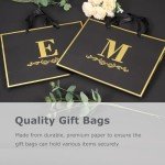 Personalized Black Gold Birthday Gift Bag - Letter T