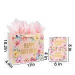 Floral Happy Birthday Gift Bag with Card