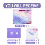 Large Purple and Red Gift Bag Set with Card