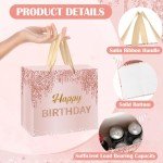 Pink Rose Gold Birthday Gift Bag & Card Set