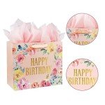 Floral Happy Birthday Gift Bag with Card