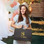 Personalized Black Gold Birthday Gift Bag - Letter T
