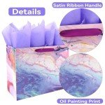 Large Purple and Red Gift Bag Set with Card