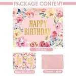 Floral Happy Birthday Gift Bag with Card