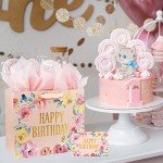 Floral Happy Birthday Gift Bag with Card