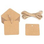 100 PCS Blank Kraft Paper Gift Tags with String