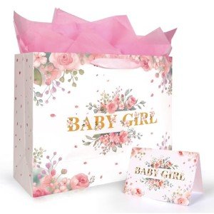 Pink Floral Gift Bag Set for Baby Girl