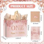 Rose Gold 1st Birthday Gift Bag for Girls