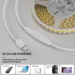 PAUTIX 5V USB COB LED Strip Light 6.56ft/2m 640LEDs Dimmable 4000K Natural White CRI85+ with RF Remote TV Backlight,1200lm,Flexible Under Cabinet Tape Light for Bedroom,Kitchen,Home DIY Lighting