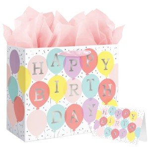 Colorful Balloon Birthday Gift Bag with Tissue