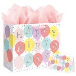 Colorful Balloon Birthday Gift Bag with Tissue