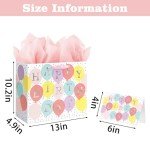 Colorful Balloon Birthday Gift Bag with Tissue