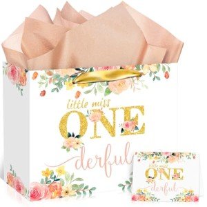“Little Miss Onederful Baby Girl Birthday Gift Bag”