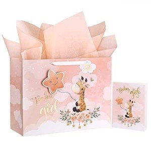 Large Baby Girl Gift Bag with Card & Tissue