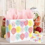 Colorful Balloon Birthday Gift Bag with Tissue