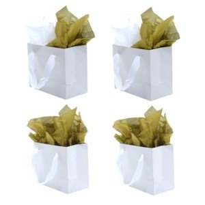 Mini White Gift Bags with Handles - 4 Pack