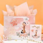 Large Baby Girl Gift Bag with Card & Tissue