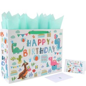 Extra Large Dinosaur Birthday Gift Bag Set