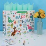 Extra Large Dinosaur Birthday Gift Bag Set