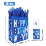 Large Blue Gift Bag Set with Card & Tissue