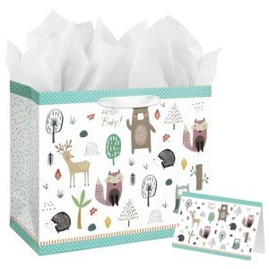 Woodland Animal Baby Gift Bag with Tissue Paper