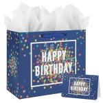 Happy Birthday Gift Bag - Blue Dots Design