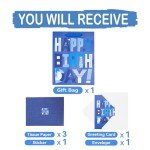 Large Blue Gift Bag Set with Card & Tissue