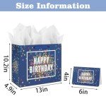 Happy Birthday Gift Bag - Blue Dots Design