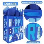 Large Blue Gift Bag Set with Card & Tissue