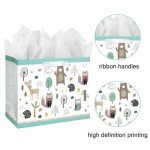 Woodland Animal Baby Gift Bag with Tissue Paper