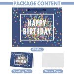 Happy Birthday Gift Bag - Blue Dots Design