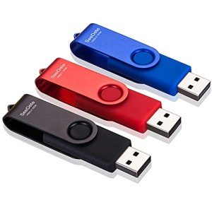 SeeDete 16GB USB Flash Drives, USB Stick, Thumb Drive Rotated Design, Memory Stick with LED Light for External Storage and Backup Data, Jump Drive, 3 Pack 16GB (3 Colors: Black Red Blue)