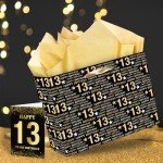Black Gold 13th Birthday Gift Bag and Card