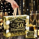Black and Gold 50th Anniversary Gift Bag Set